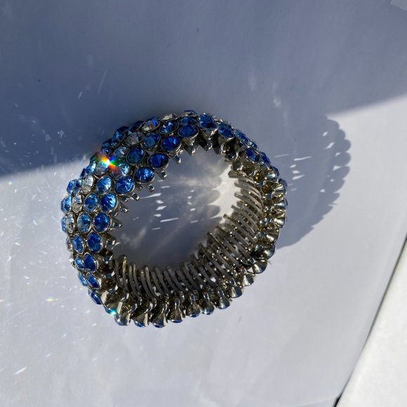 Blue & Silver Accordion Bracelet - Picture 2 of 5